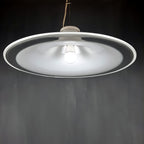 Murano glass white pendant lamp Italy 1970s Mid-century lighting XL ceiling lamp