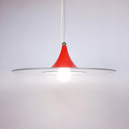 Mid-century pendant lamp Italy 60s Red retro chandelier space age atomic vintage lighting
