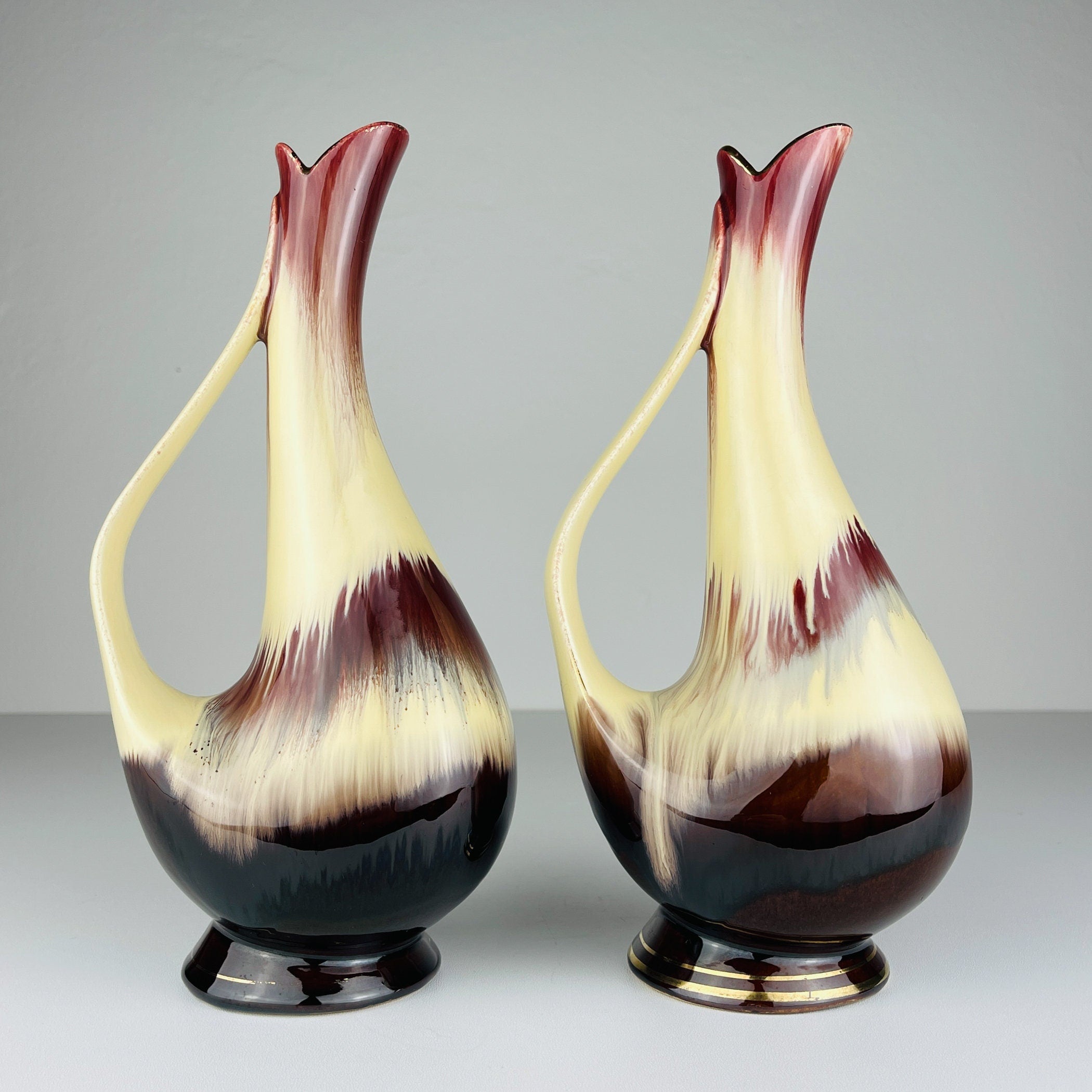 Mid-Century Bay Keramik Vases: West German Ceramic Set of 2