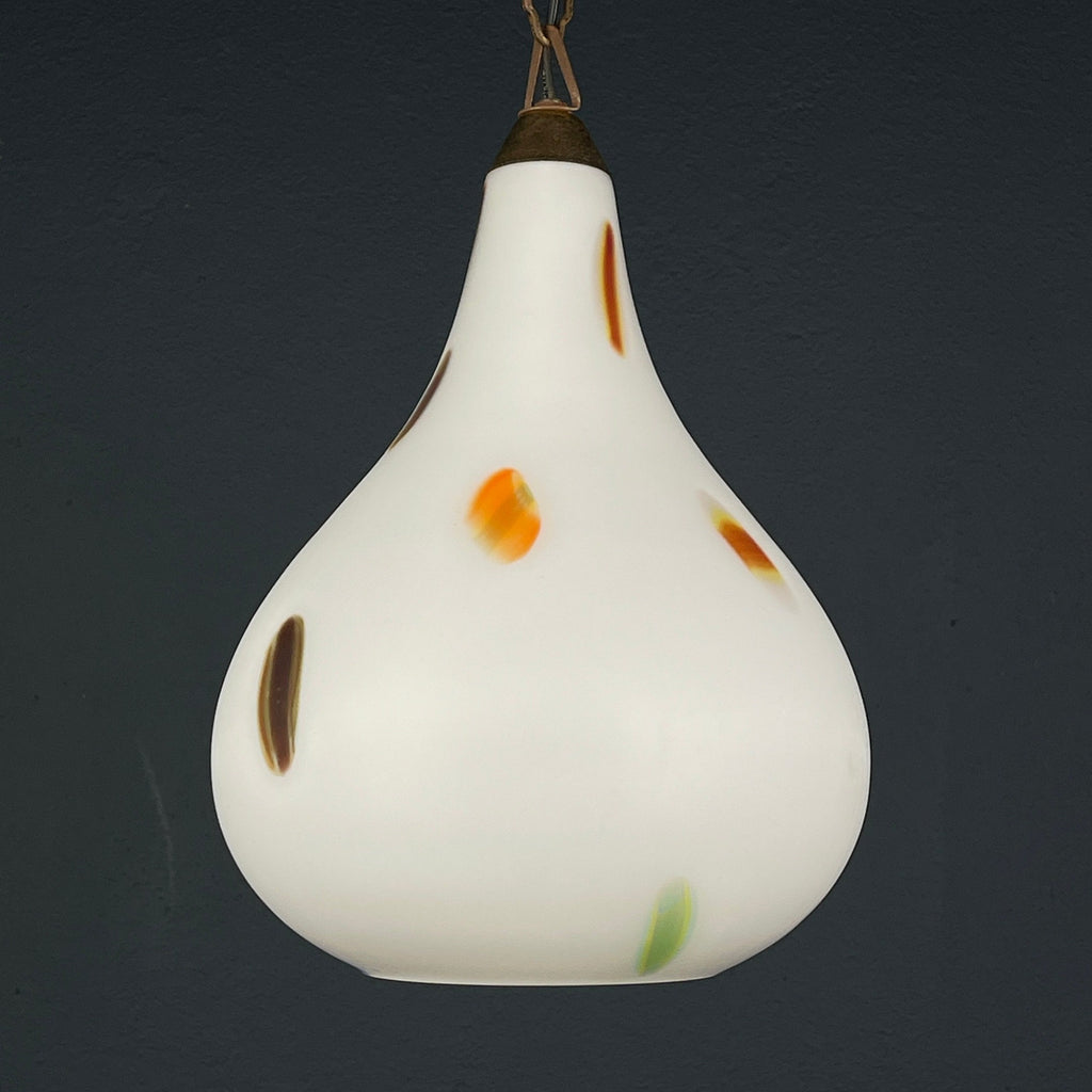 Mid-century multicolor opaline murano glass pendant lamp by Stilnovo Italy 1950s