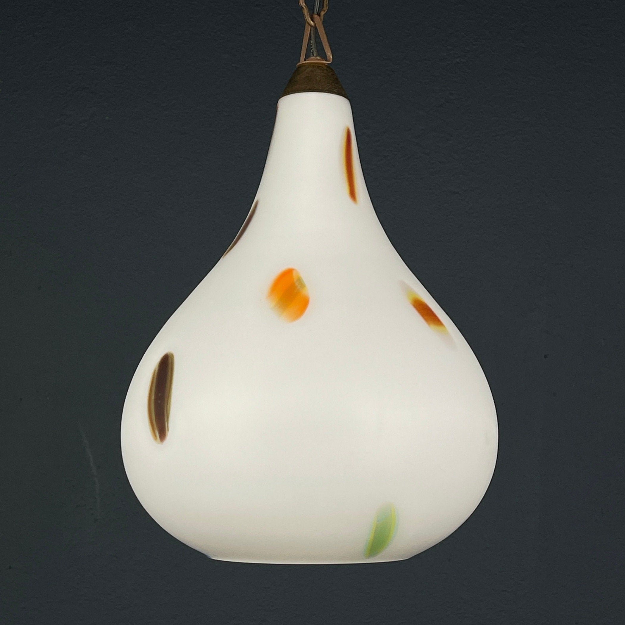 Mid-century multicolor opaline murano glass pendant lamp by Stilnovo Italy 1950s