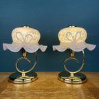 Pair of Pink Murano Glass Table Lamps: Italian Mid-Century Lighting
