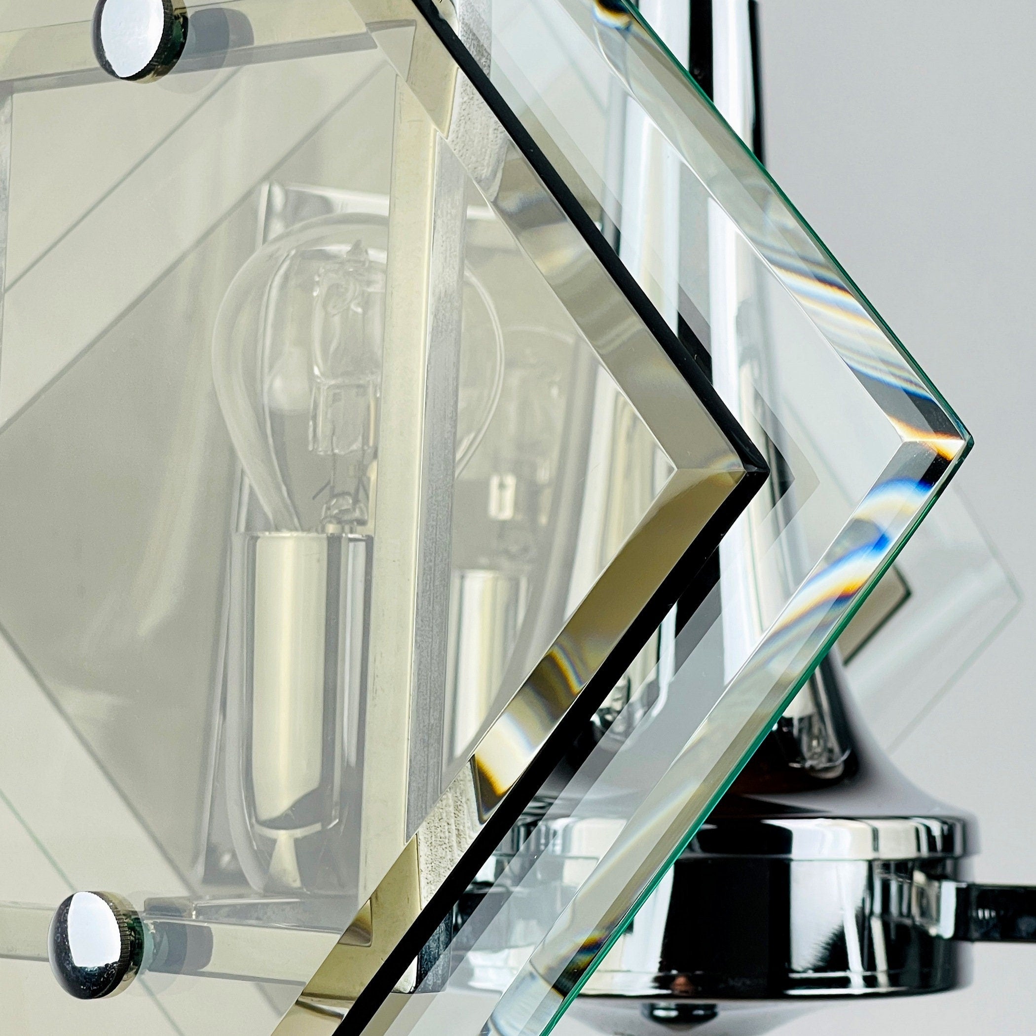 Vintage art glass pendant lamp by Fontana Arte, Italy 1970s, Art deco, MCM mid-century