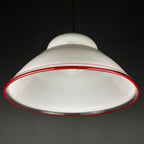 White murano pendant lamp XL chandelier Italy 1970s Mid-century italian modern lighting