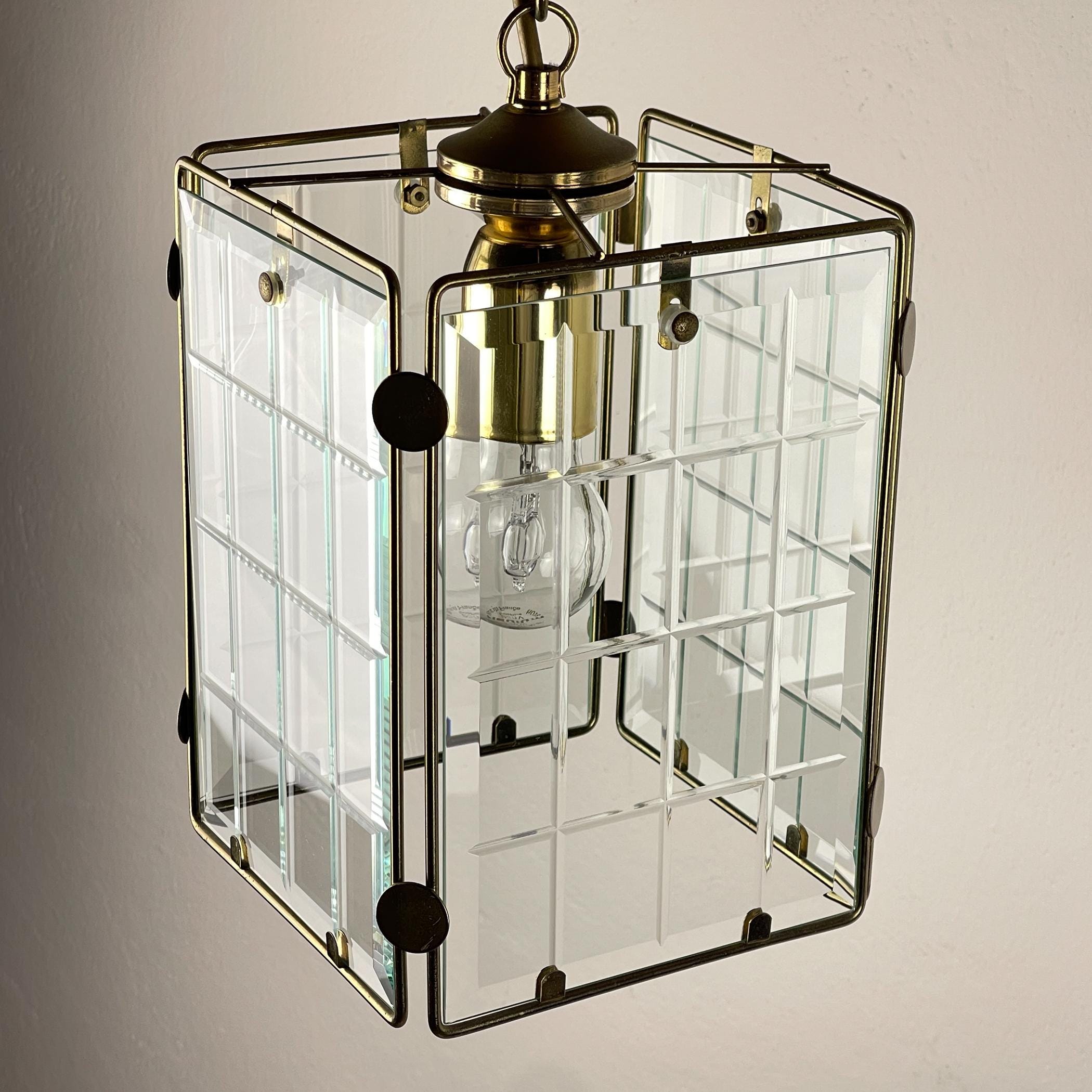 Vintage brass pendant lamp, Italy, 1970s, Mid-century Italian modern