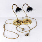 Vintage Gold Bedside Lamps: Italian Retro Mid-Century Lighting Pair