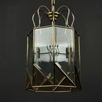 Vintage pendant lamp Italy '70s Brass Polished Glass Retro lighting Mid-century Italian modern