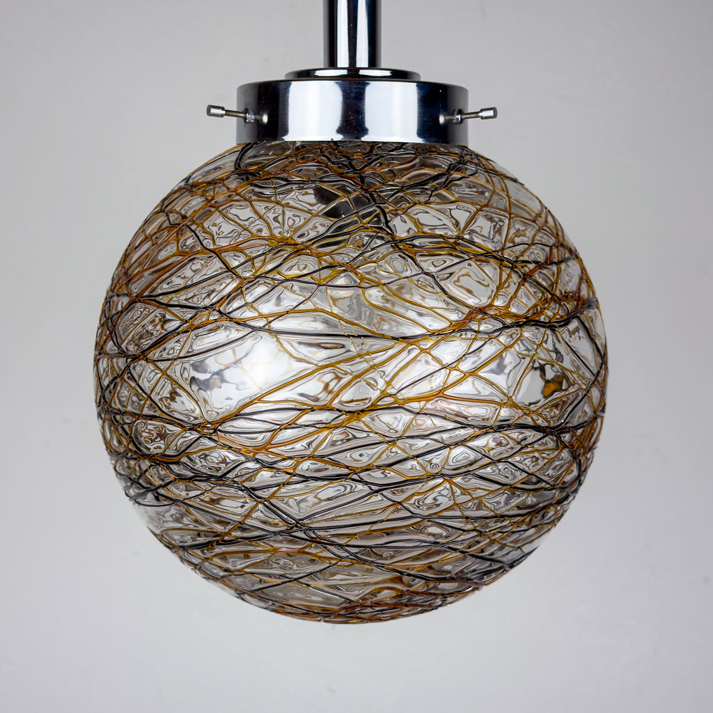 Vintage Murano sphere ball pendant lamp, Italy 1960s