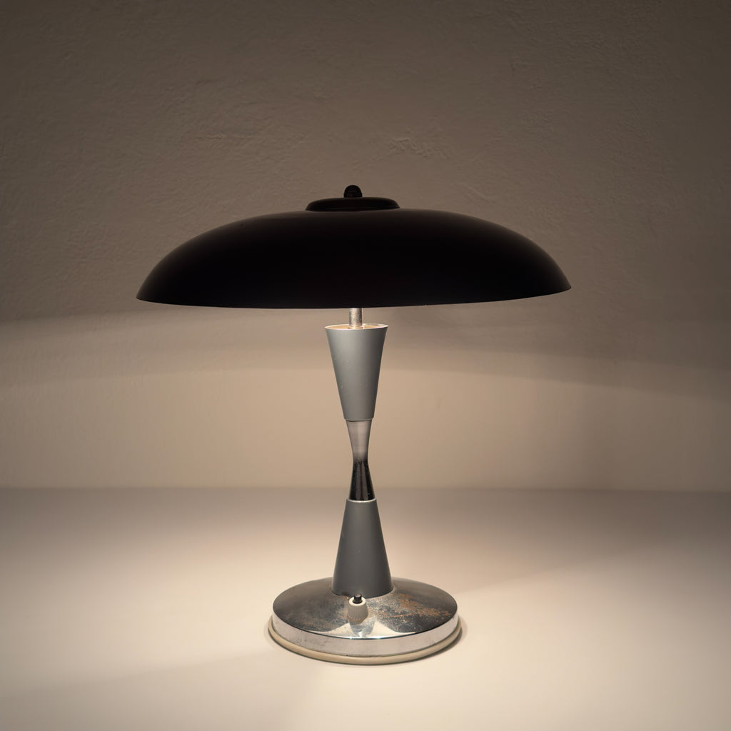 Grey industrial metal desk lamp Italy, 1960s