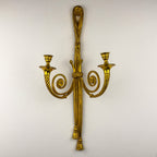 Large Bronze Wall Candle Sconce, France 1950s