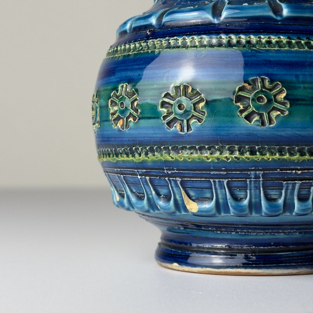 Vintage ceramic vase Rimini Blue, design Aldo Londi, Bitossi Italy 1970s