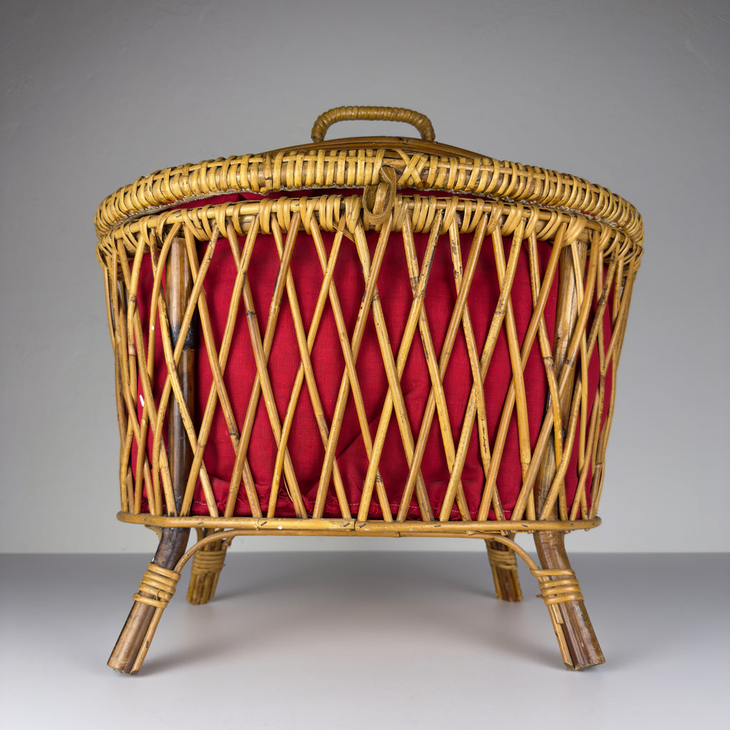 Vintage rattan basket, Italy 1950s