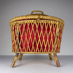 Vintage rattan basket, Italy 1950s