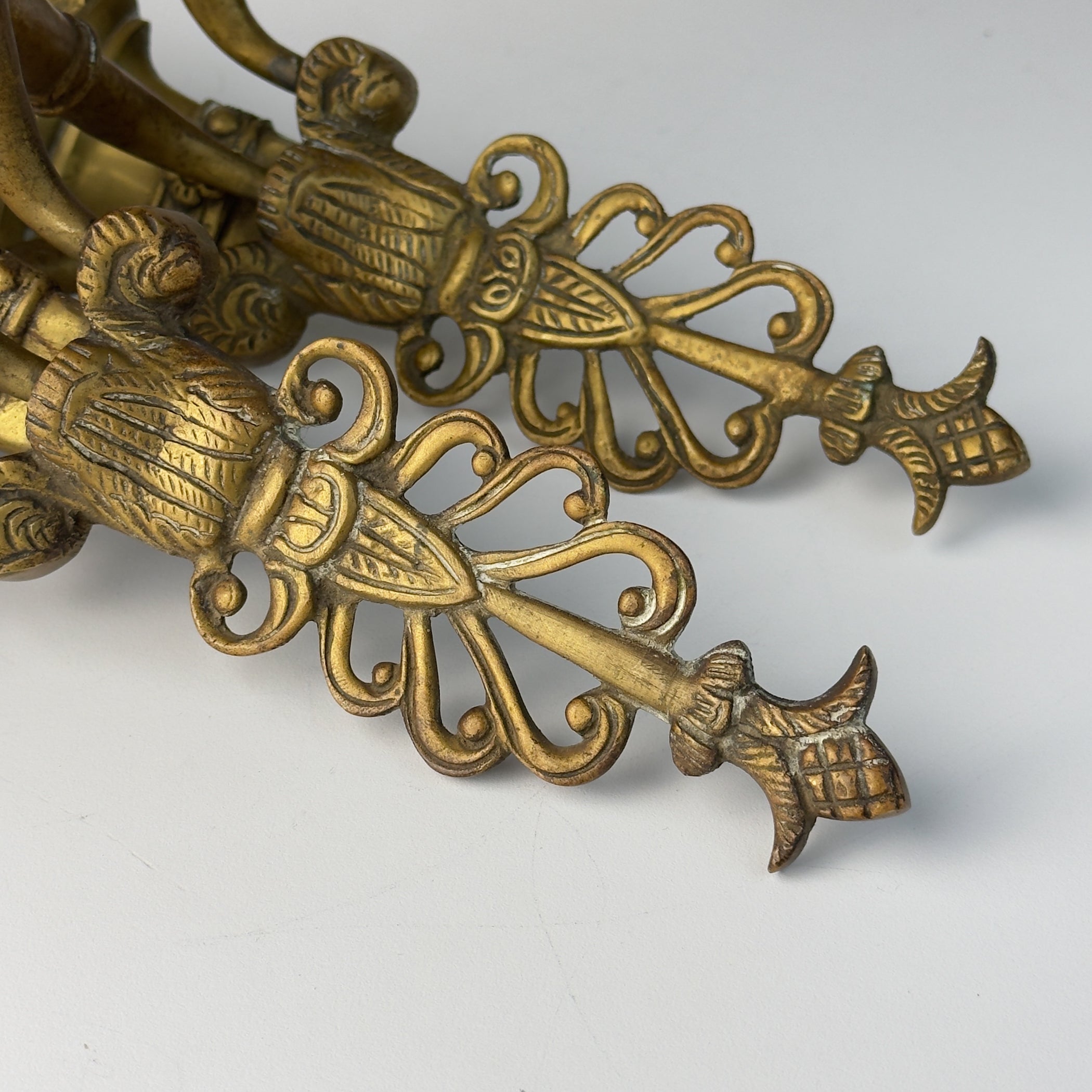 Antique Empire Bronze Wall Candle Sconces, Italy, Early 20th Century, Set of 2