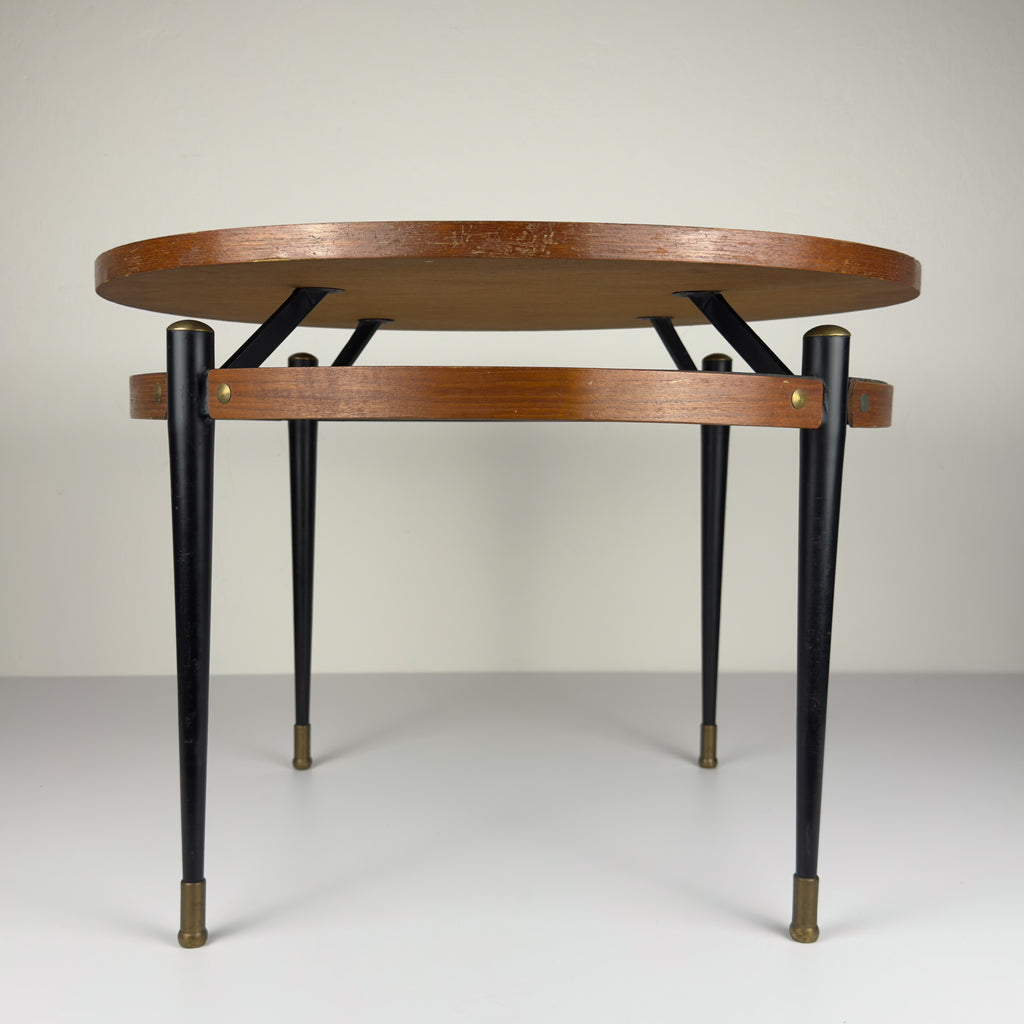 Vintage Italian Metal & Teak Wood Coffee Table by Silvio Cavatorta, 1950s