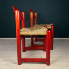 Set Of 2 Red Chairs mod. Padova By Hank Lowenstein, Italy 1970s