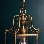 Vintage pendant lamp Italy '60s Brass Polished Glass Retro lighting