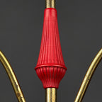 Vintage Italian Brass and Milky Glass 3-Arm Chandelier - 1950s Classic Design