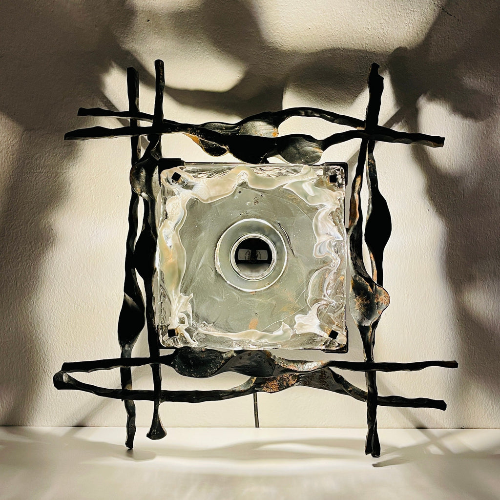 Large Iron Wall Lamp Brutalist, 1960s, Mid-Century Modern