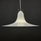 Vintage Murano Glass Pendant Lamp: Swirl White Mid-Century Lighting