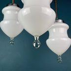 Vintage white murano pendant lamp Italy 1960s MCM space age italian lighting
