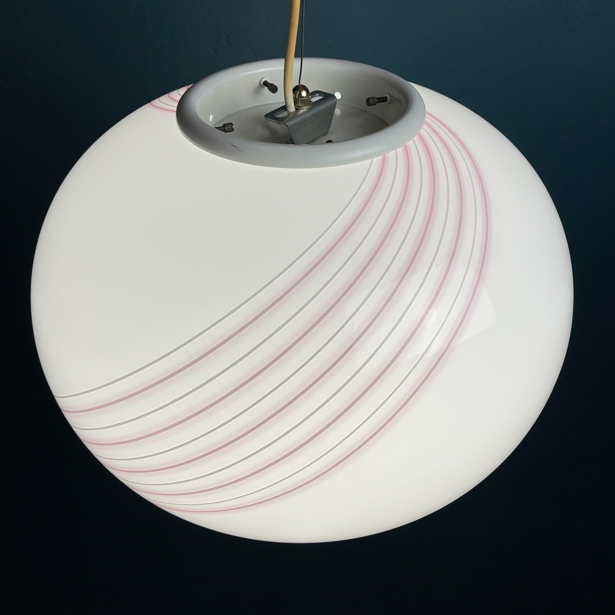 Classic swirl murano pendant lamp Vetri Murano Italy 1970s Italian mid-century modern lighting
