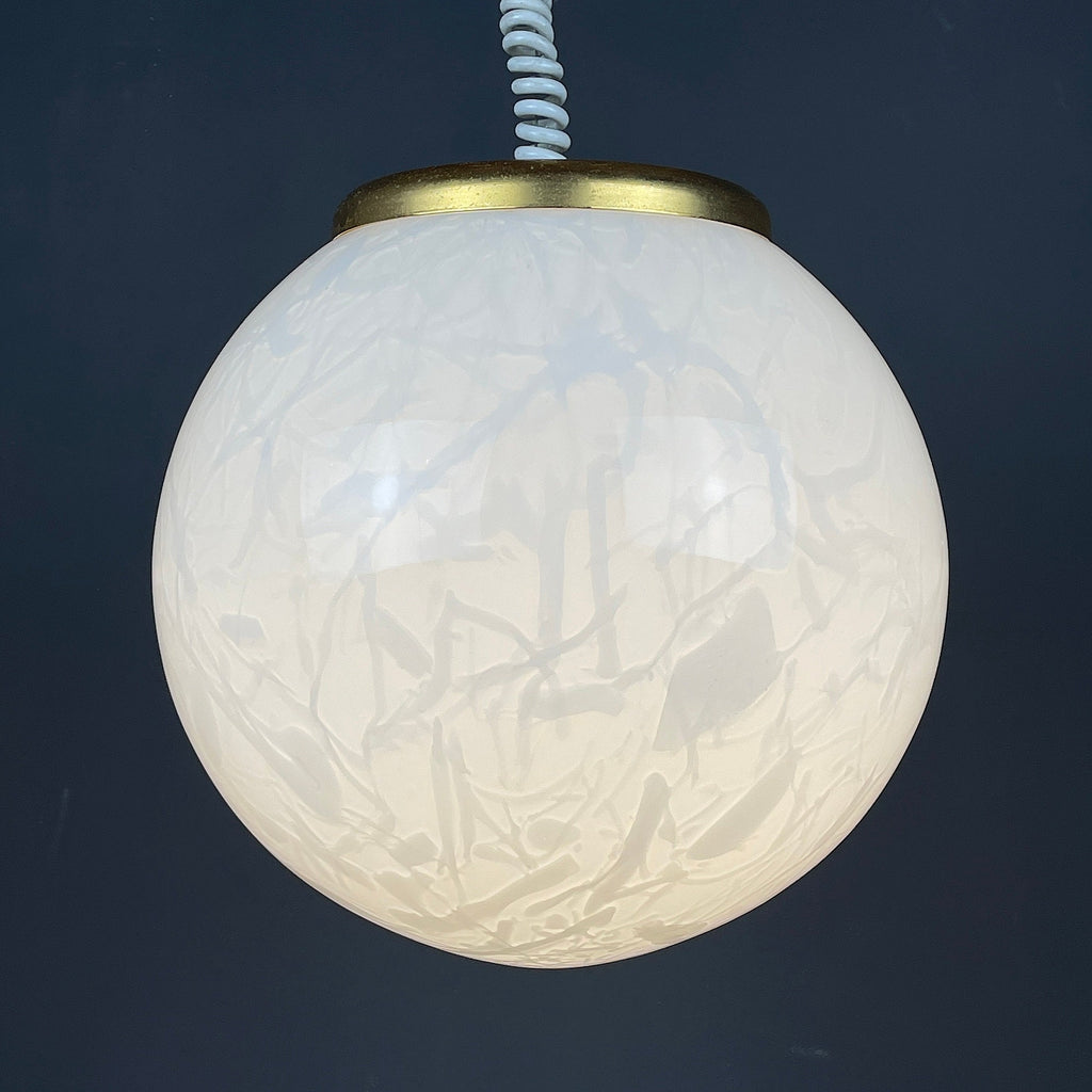 Classic white murano pendant lamp Italy 1970s Italian mid-century modern lighting