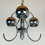 Vintage Italian Eyeball Pendant Lamp: Chrome Space Age Lighting, 1970s