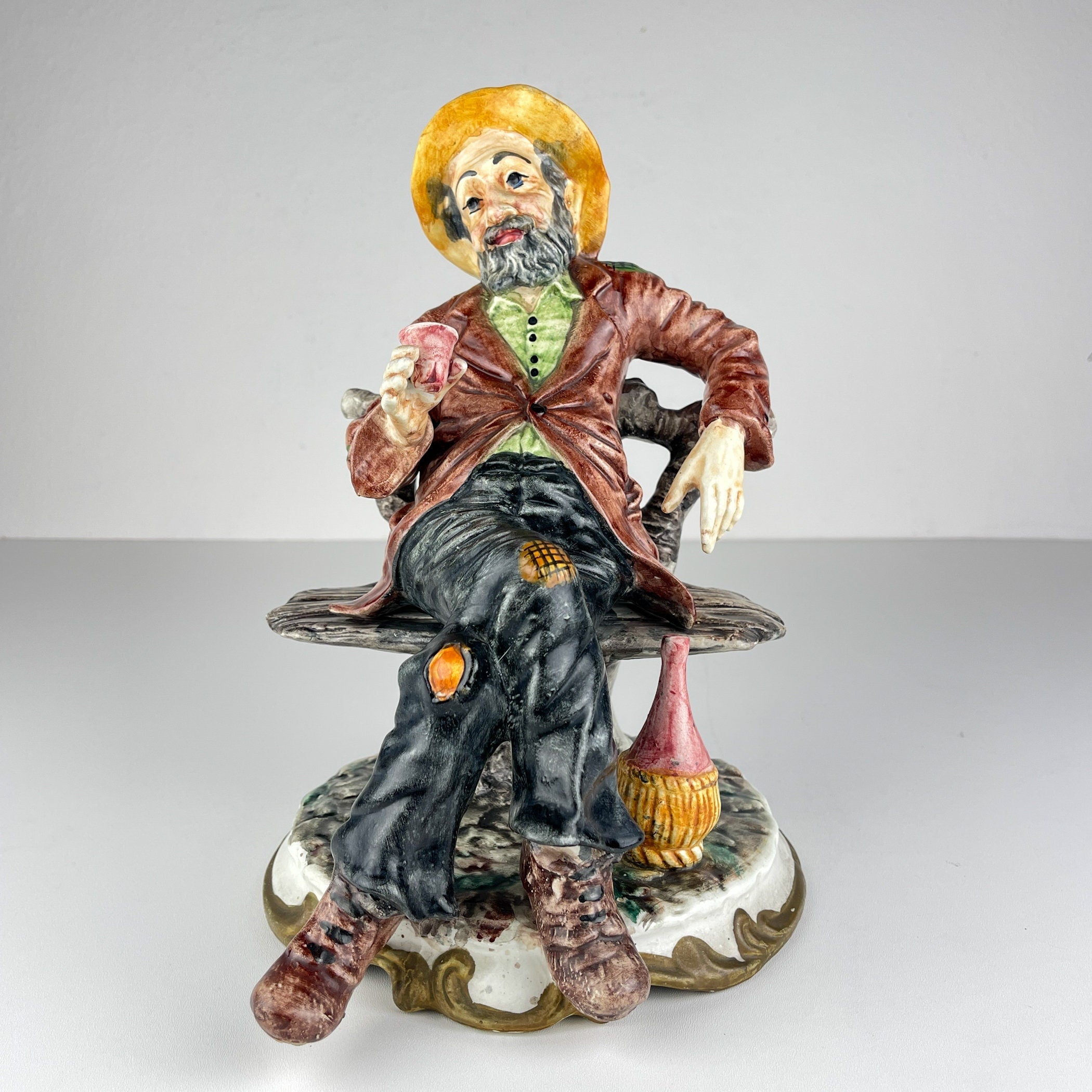 Vintage original ceramic sculpture Old Man by Bassano, Italy 1974, Vintage home decor