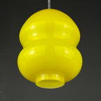 Mid-century yellow glass pendant lamp Yugoslavia 1970s Retro lighting Space age