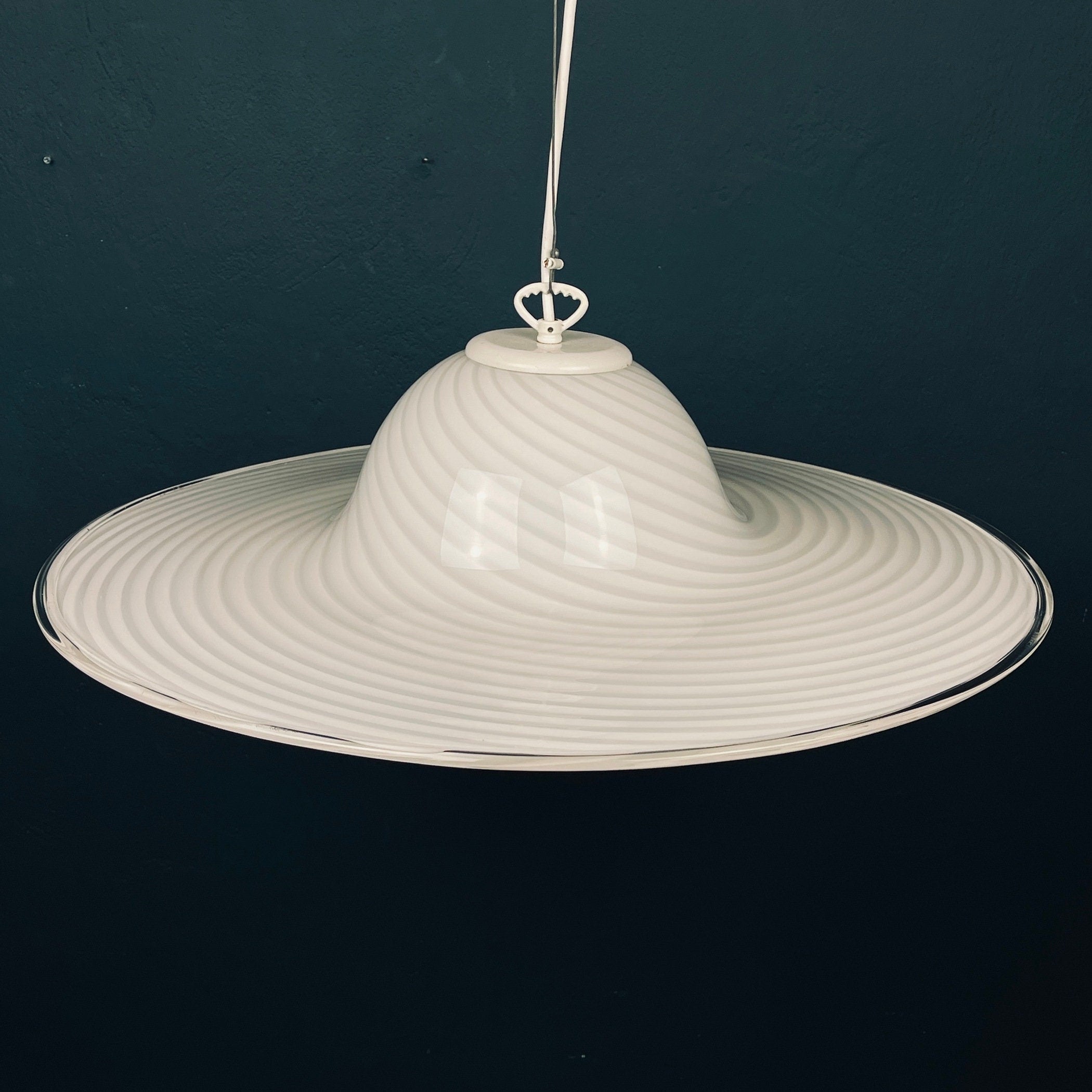 Vintage Swirl Murano Glass Pendant Lamp - Italian Mid-Century Lighting