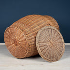 Vintage laundry basket wicker weaving Yugoslavia 1970s