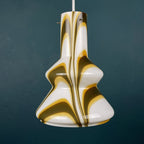 Mid-century brown opaline murano glass pendant lamp Italy 1950s