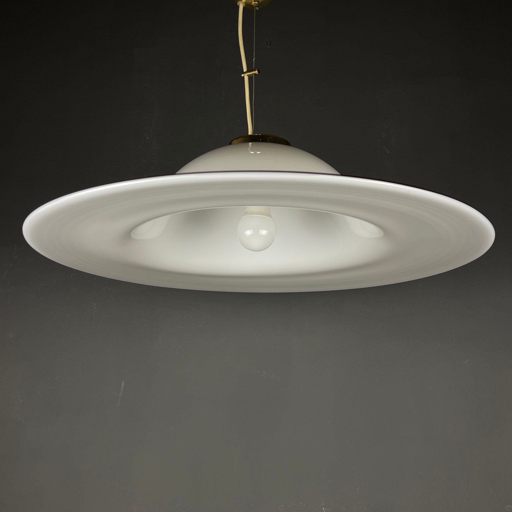 Vintage large murano glass pendant lamp Italy 1970s Mid-century lighting Retro home decor