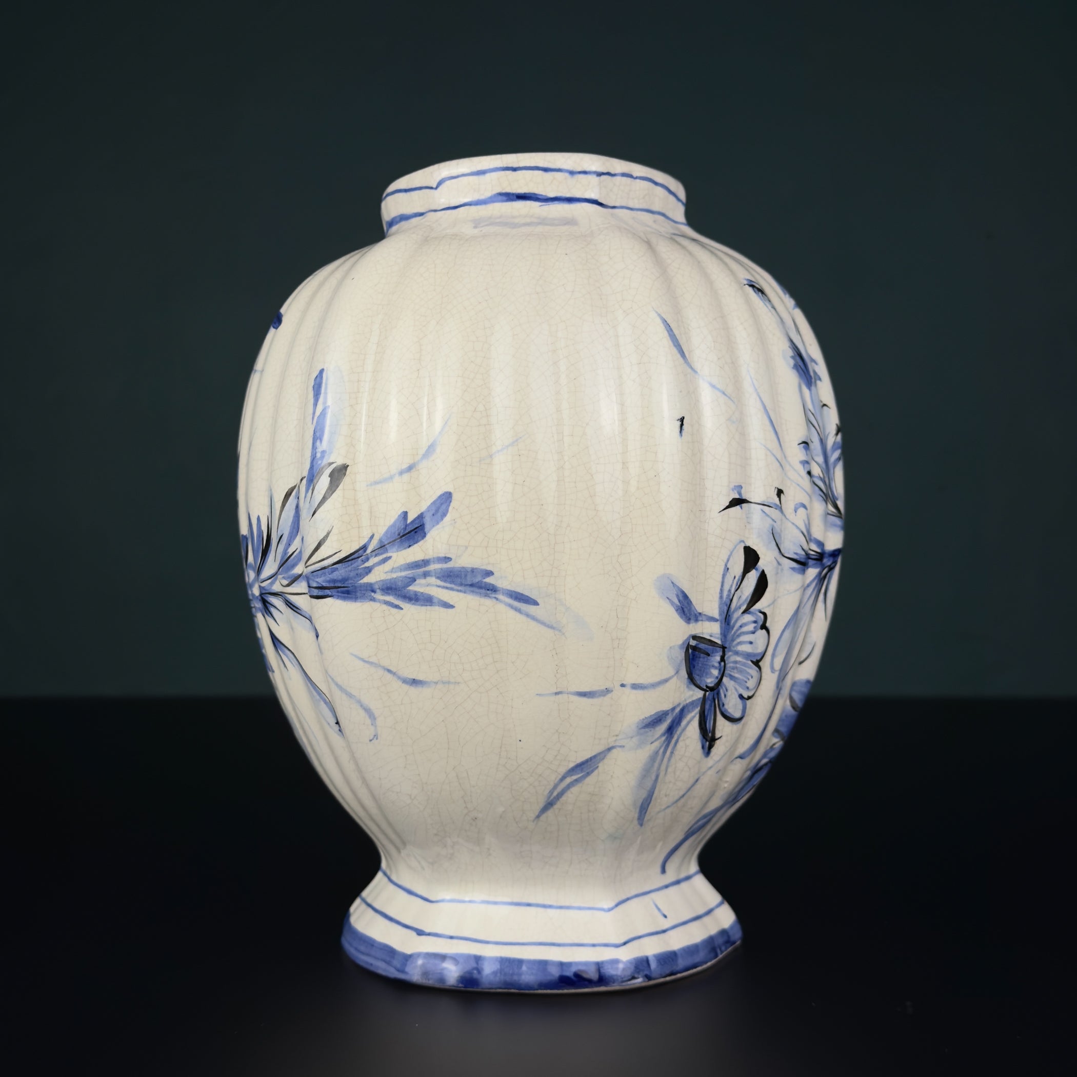 Vintage Blue Ceramic Vase by Bassano, Italy 1970s
