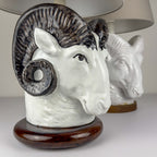 Vintage table lamps Ram Head, Italy 1970s Set of 2