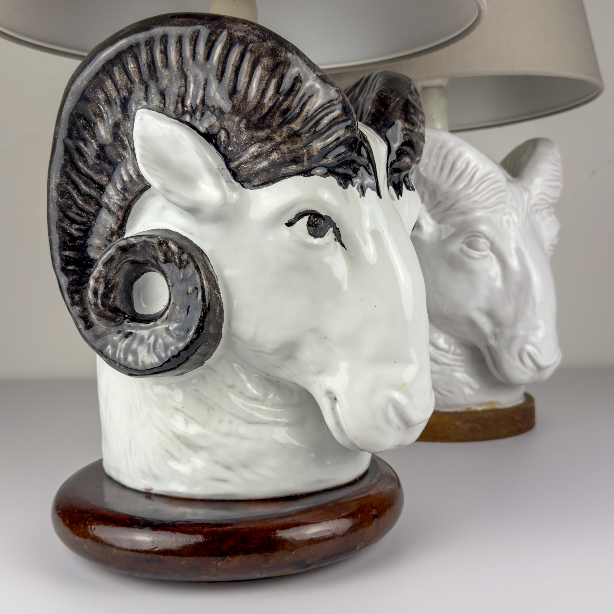 Vintage table lamps Ram Head, Italy 1970s Set of 2