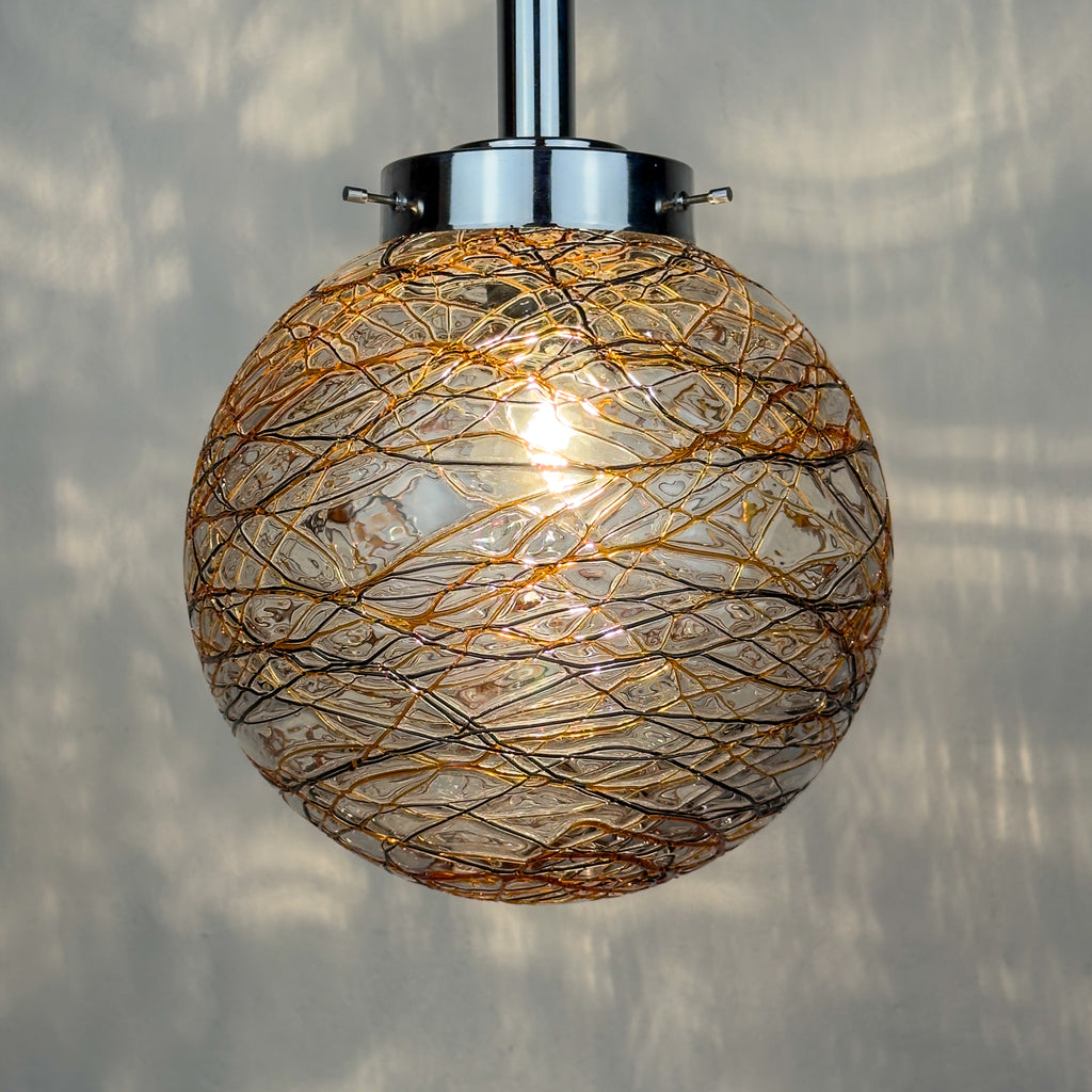 Vintage Murano sphere ball pendant lamp, Italy 1960s