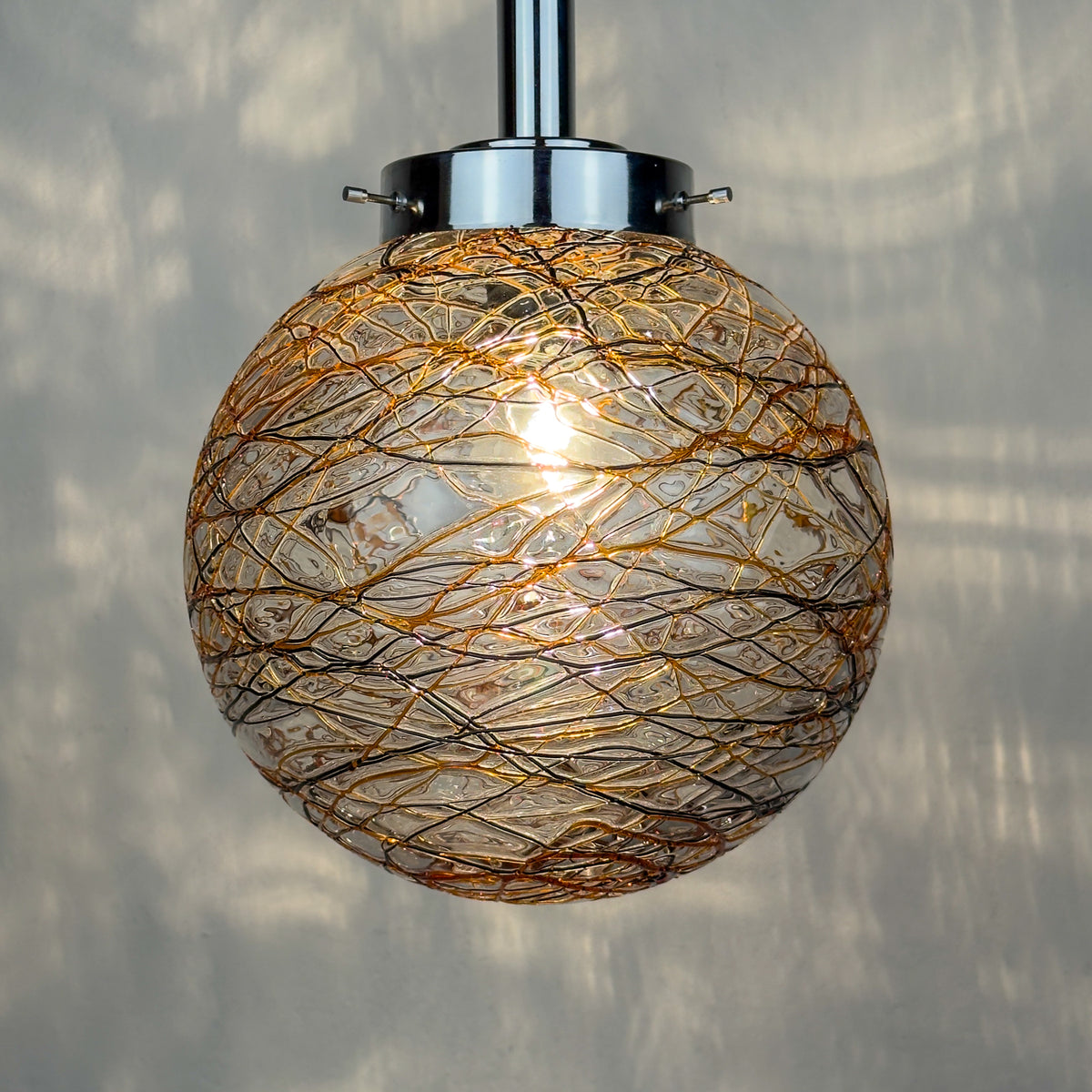 Vintage Murano sphere ball pendant lamp, Italy 1960s