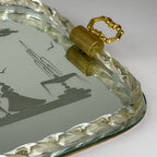 Vintage Venetian Murano glass Mirror Tray, Italy 1950s