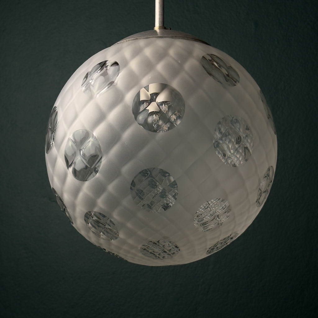 Vintage murano sphere ball pendant lamp Italy 1950s, Mid-century italian lighting