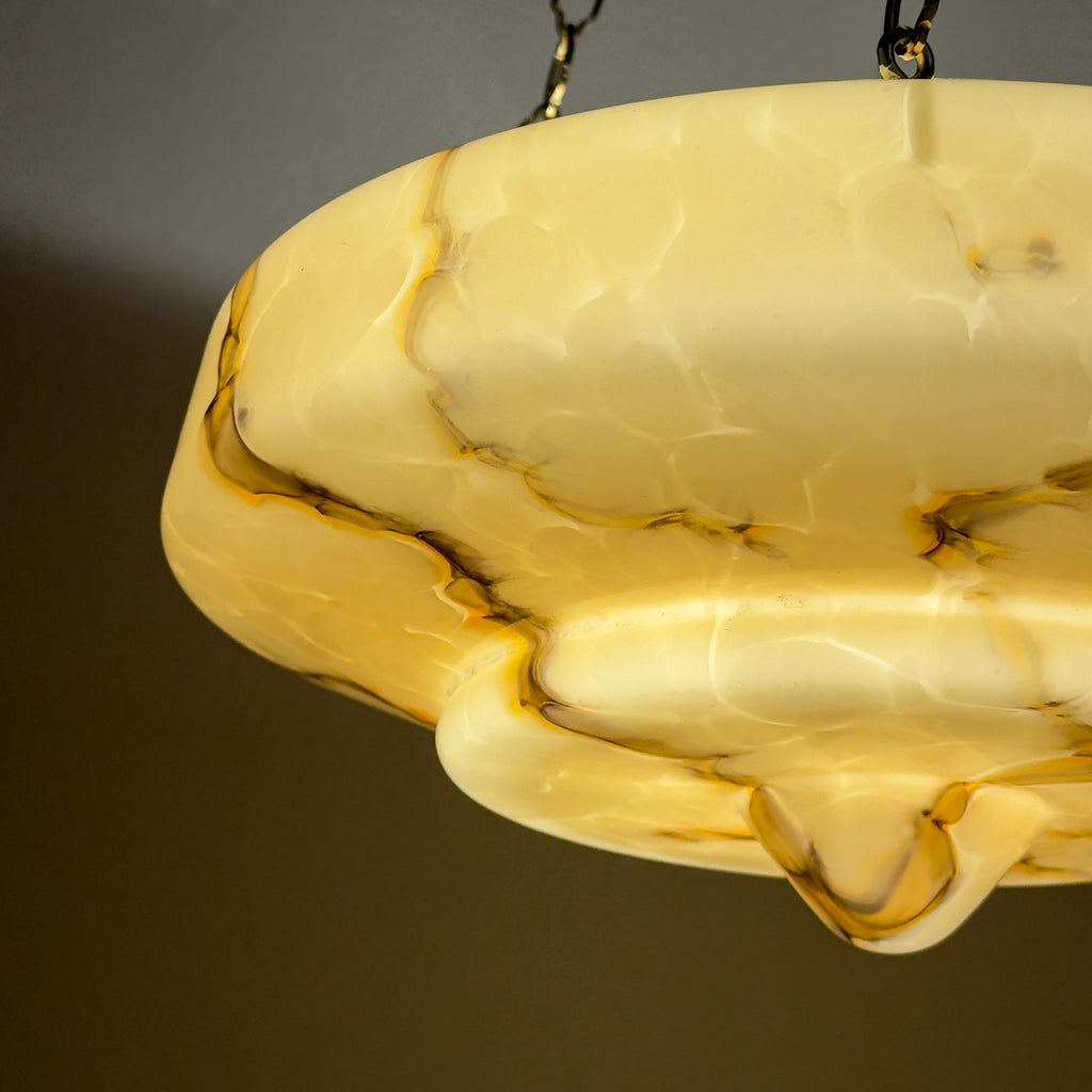 Art Deco yellow glass pendant lamp, Italy 1930s