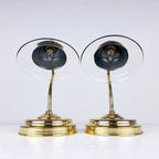 Vintage Gold Bedside Lamps: Italian Retro Mid-Century Lighting Pair