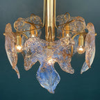 Vintage Murano Ice glass chandelier Italy 1970s Mid-century modern italian lighting