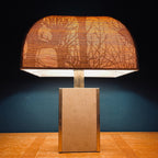 1970s Vintage Italian Travertine Marble Lamp with Brass Edge