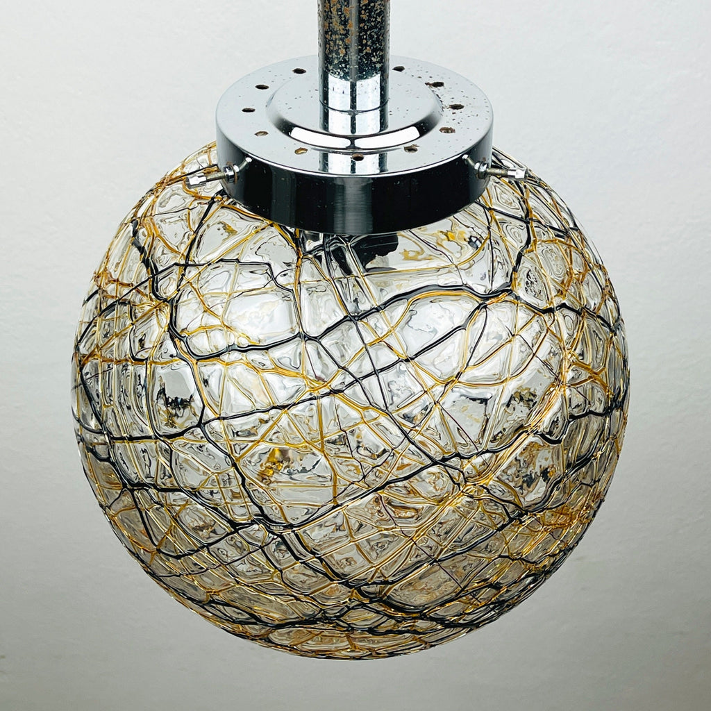 Vintage murano sphere ball pendant lamp Italy 1960s Mid-century italian lighting