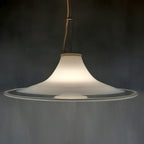 Murano glass white pendant lamp Italy 1970s Mid-century lighting XL ceiling lamp