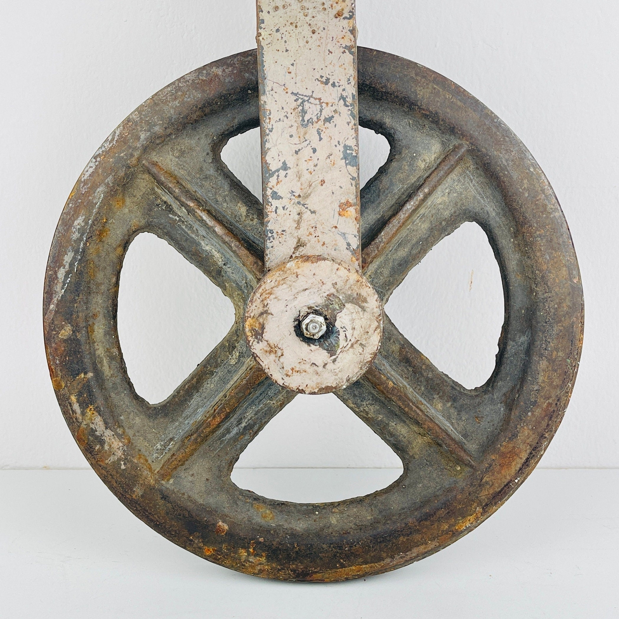 Vintage large pulley Yugoslavia 1970s Industrial Home Decor Retro Loft Steel Rope Pulley