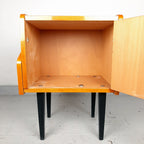 Mid-century bedside table Yugoslavia Retro Modern 1970s Polished Nightstand Storage