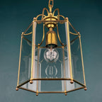 Vintage pendant lamp Italy '60s Brass Polished Glass Retro lighting